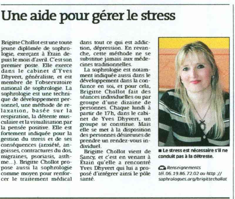 article Brigitte Chollot L'Est Républicain mai 2012